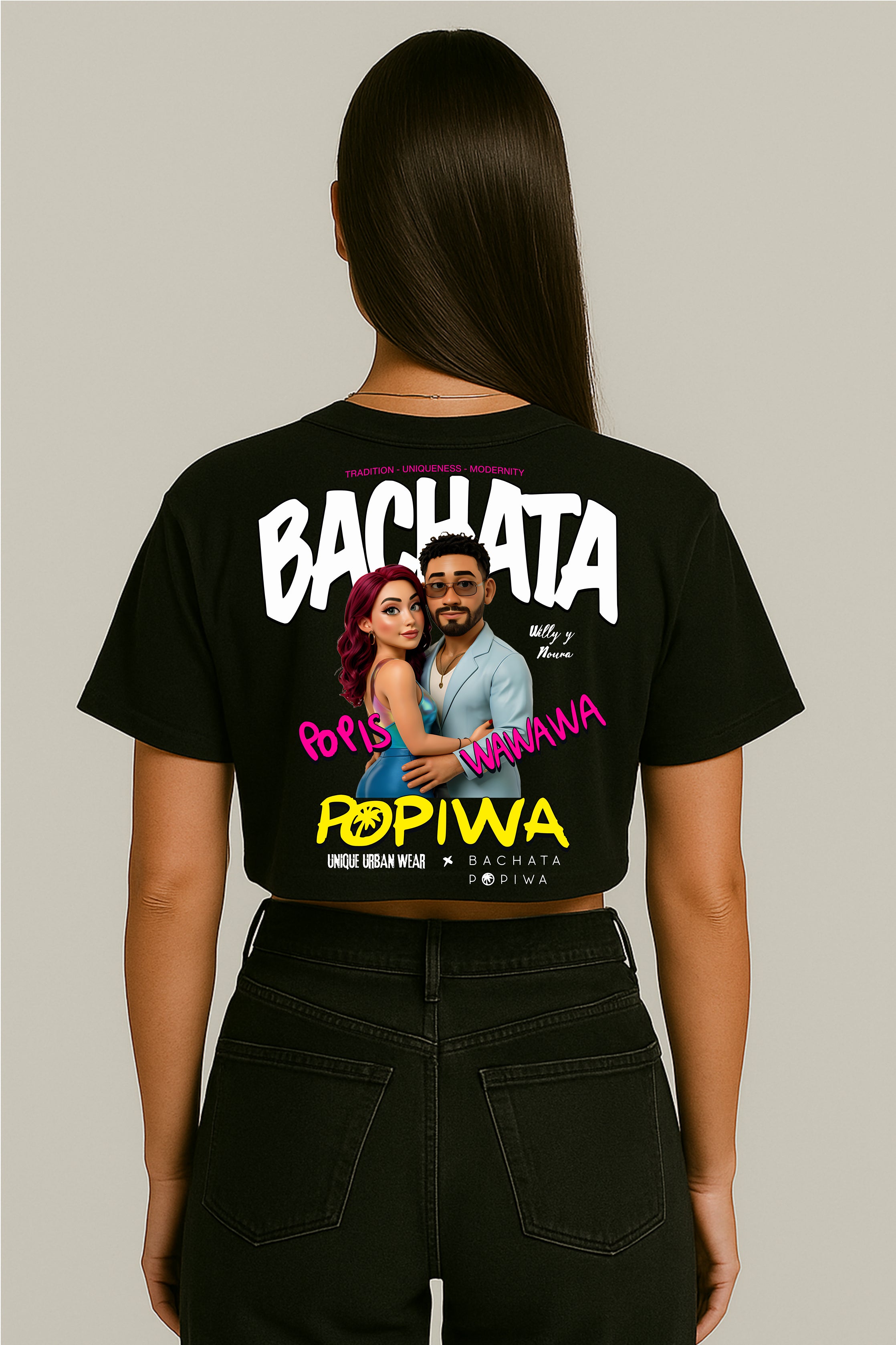 T-shirt Crop Willy y Noura - Bachata Popiwa