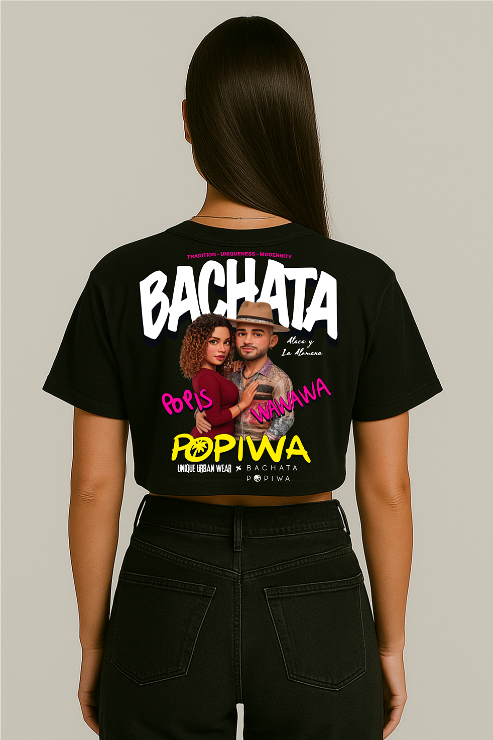 T-shirt Crop Ataca y La Alemana - Bachata Popiwa
