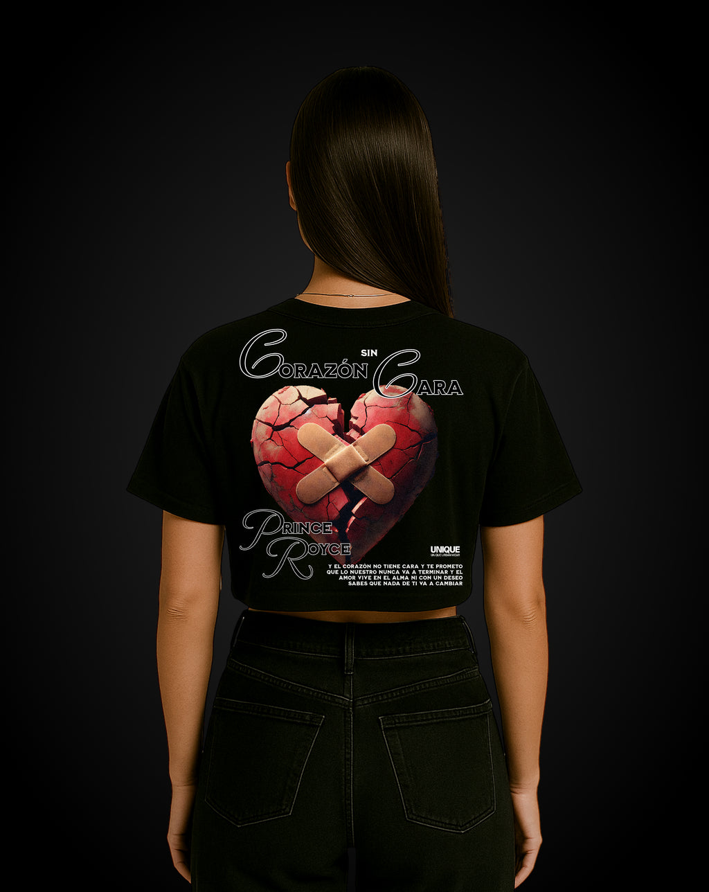 T-shirt Crop Corazon sin Cara