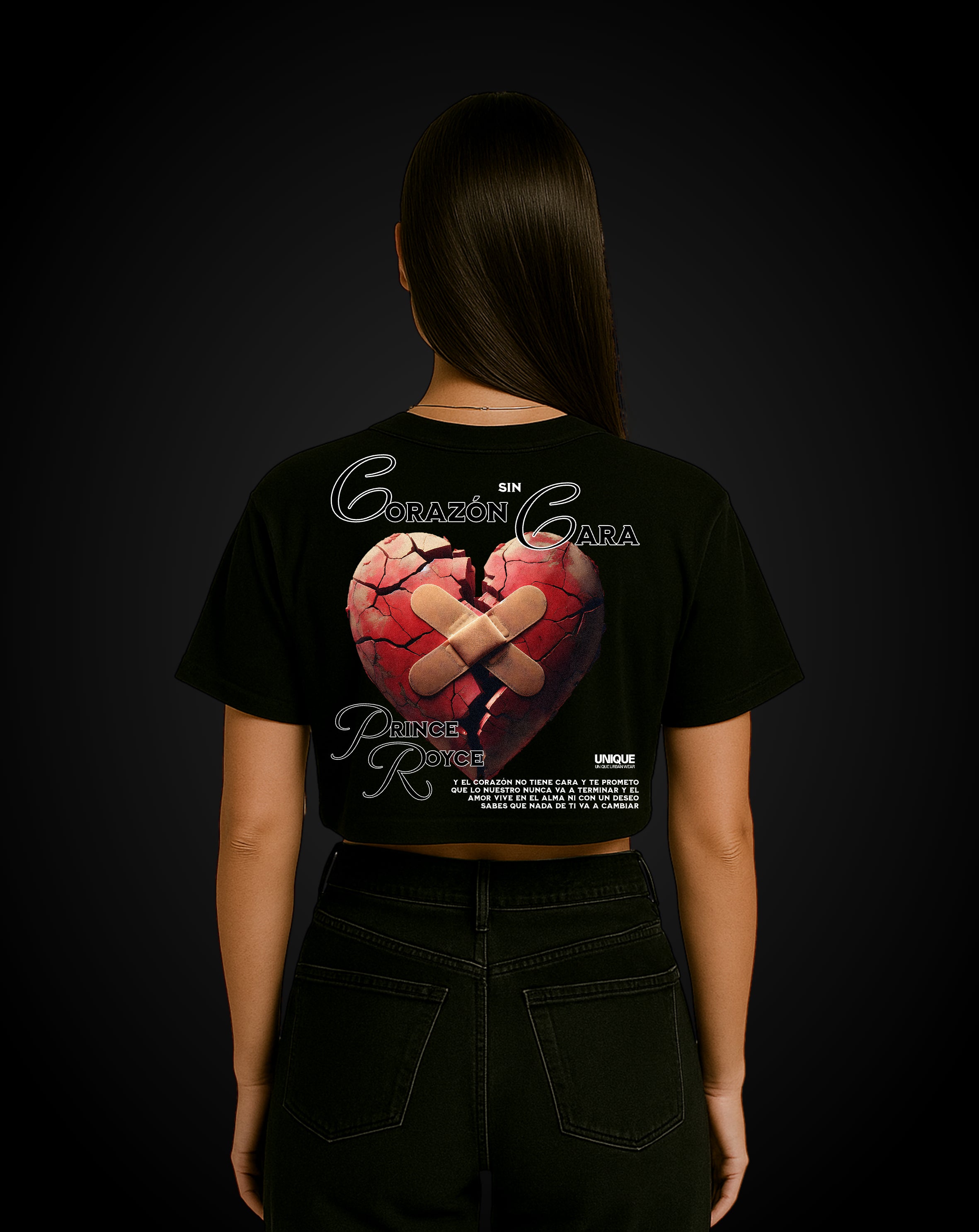 T-shirt Crop Corazon sin Cara