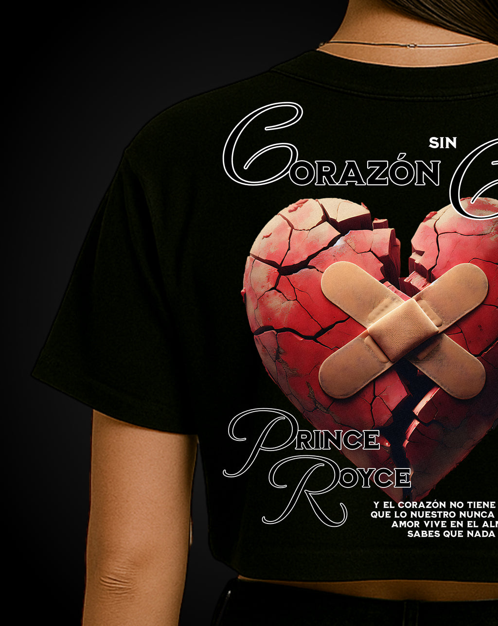 T-shirt Crop Corazon sin Cara