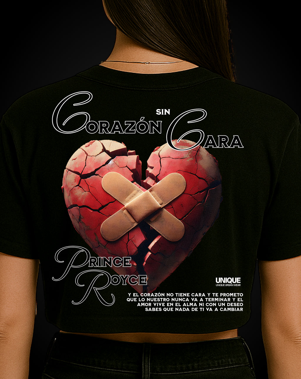 T-shirt Crop Corazon sin Cara