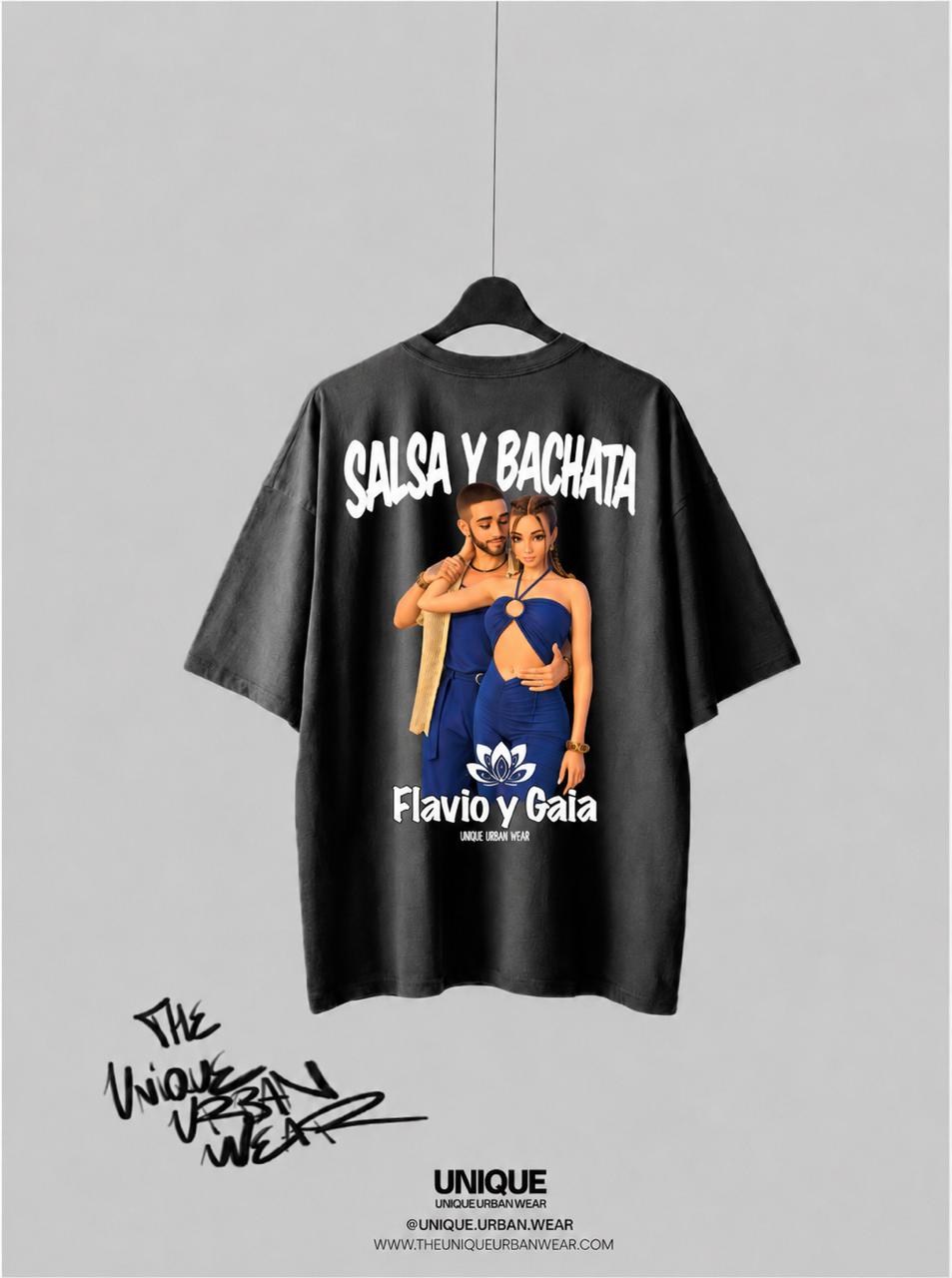 T-shirt oversize nera Salsa y Bachata Flavio y Gaia