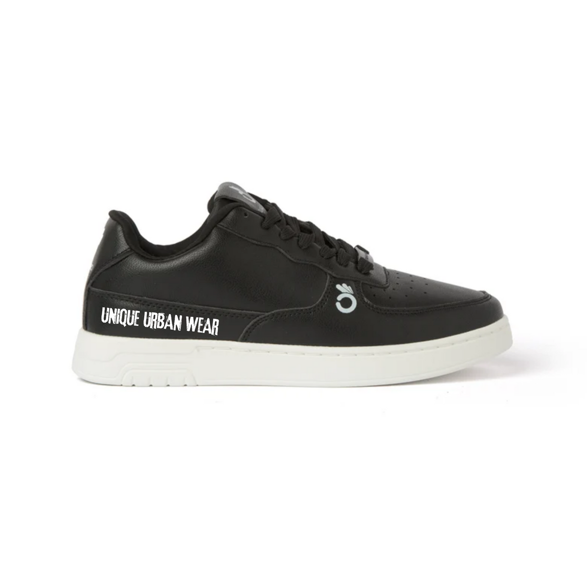 Unique Low mix, tomaia nera e suola bianca, con la scritta UNIQUE URBAN WEAR